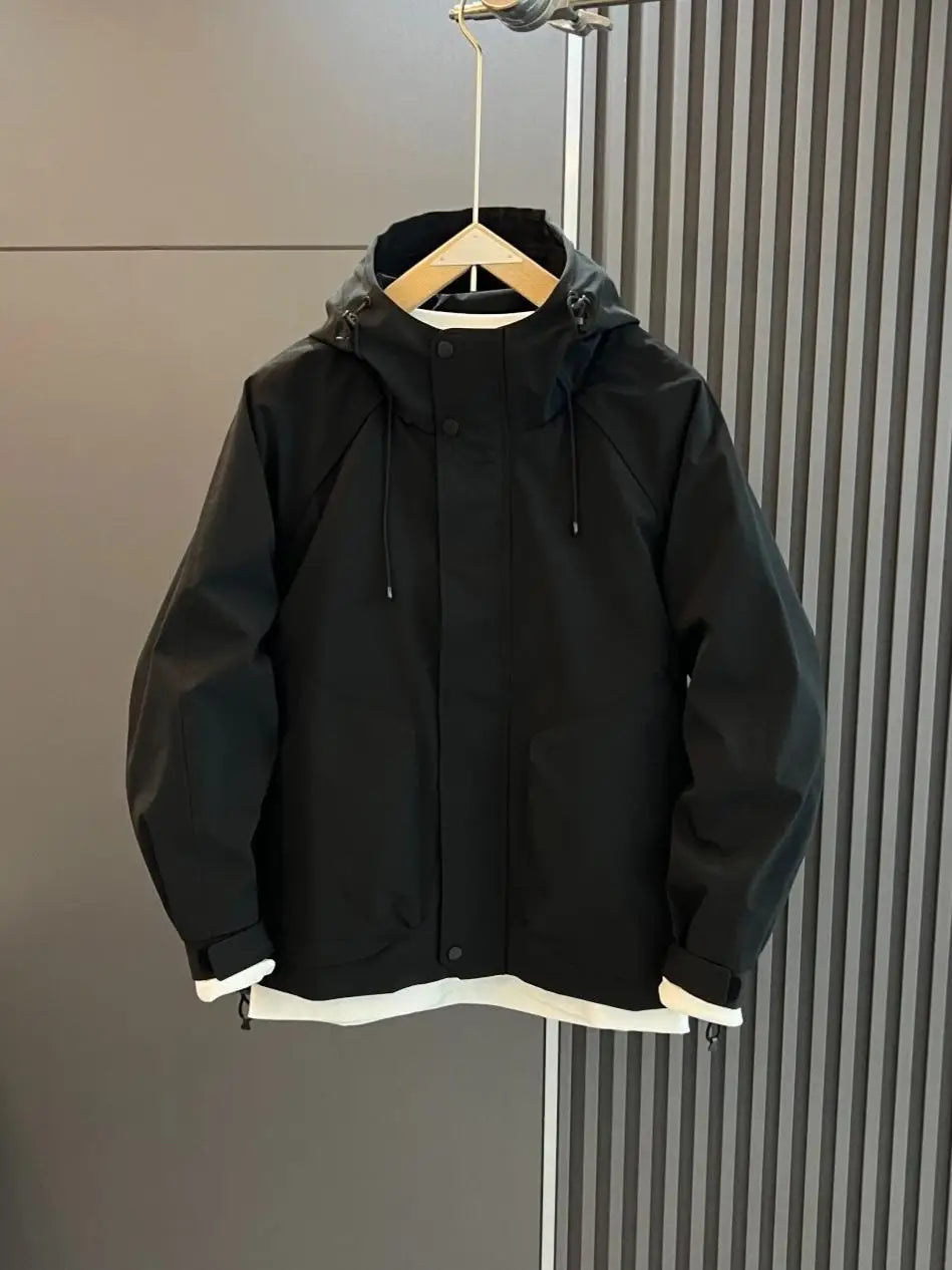 Vintage American Hip Hop Bomber Jacket Men's Spring Autumn Front Logo Planky Handsome  Windproof Outdoor Jacket