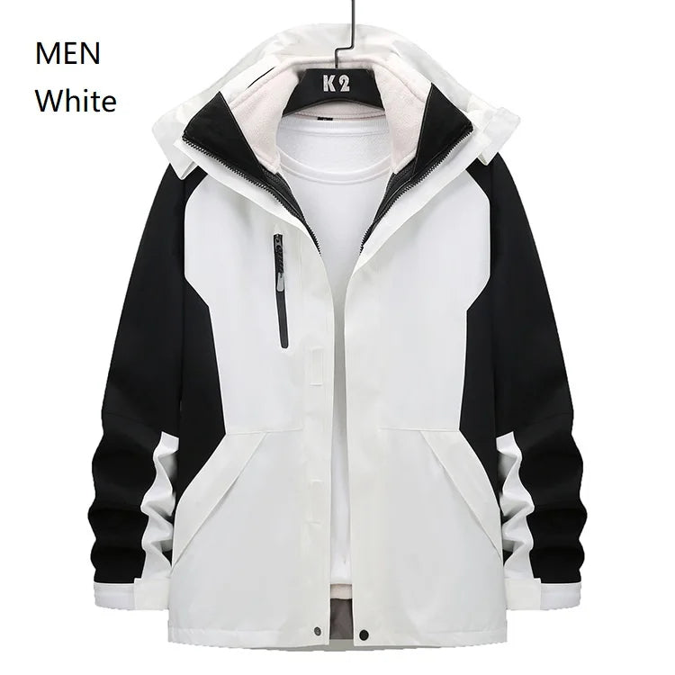 Women and Men Three-in-One Winter Ski Suit Waterproof Breathable Outdoor Work Clothes Two-Piece Set With Warm Jackets Raincoat