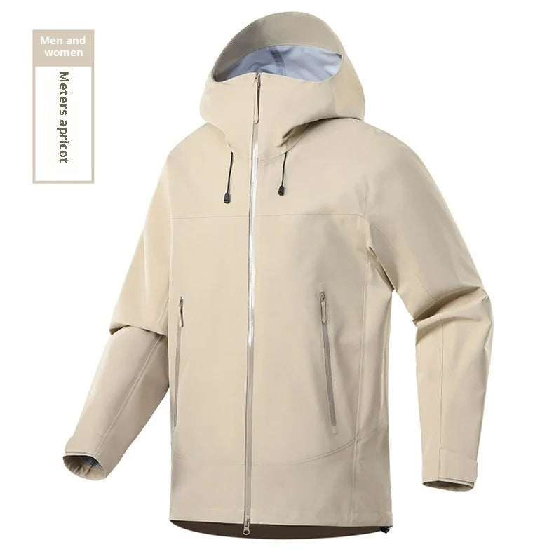 Outdoor Hard Shell Jacket Unisex Single Layer Adhesive Full Heat Seal Waterproof Windproof 10000mm 100% Polyester Stand Collar