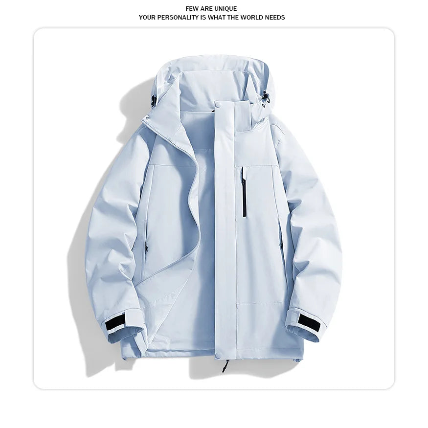 Unisex Women's 3XL Eco-Friendly Thick Windproof Waterproof Breathable Hiking Jacket Stand Collar Zipper Button Solid Outdoor