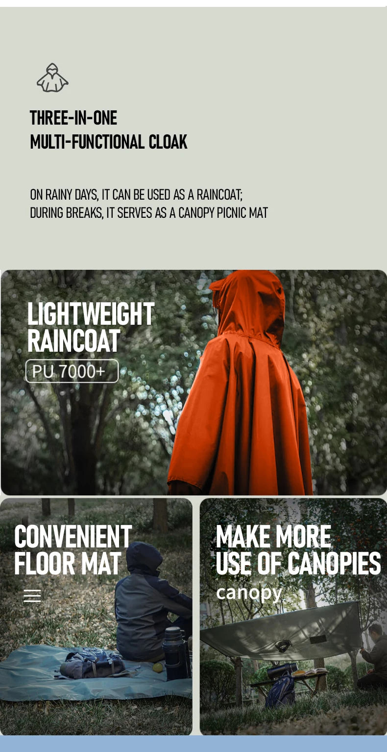 Simple Style Multi-Function Outdoor Cloak for Rain Hiking Mountain Climbing Camping Riding Fishing Half Zipper Pocket for All