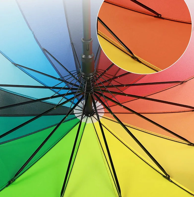 Factory Price Gay Pride rainbow Umbrella  Rainbow Canopy 16 Ribs Travel Waterproof Windproof rainbow Umbrella