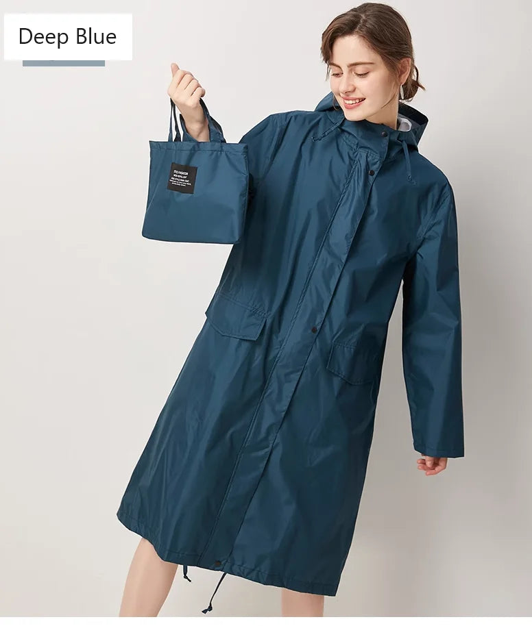 New Fashionable Trench Coat Style Solid Color Printed Raincoat for Outdoor Travel, Suitable for Adult Men and Women Couples