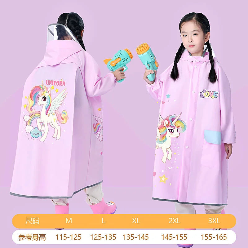 EVA Children's Raincoat with Backpack Space, Suitable for Boys and Girls, Reusable
