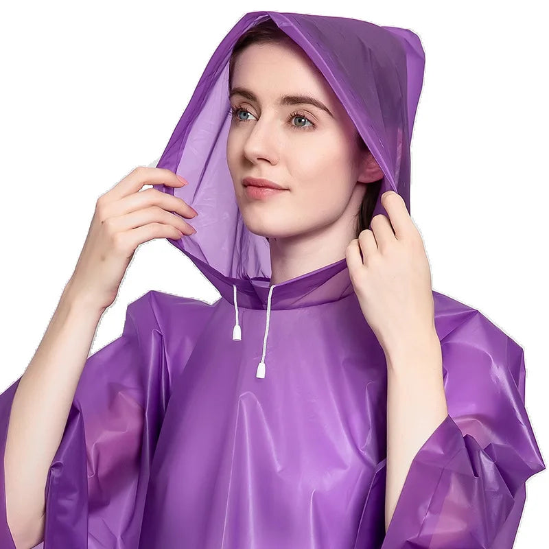 High Quality EVA Reusable Raincoat Emergency Rain Gear Jacket PEVA Adults Rain Poncho With Hood  Rain Jacket for Travel Hiking