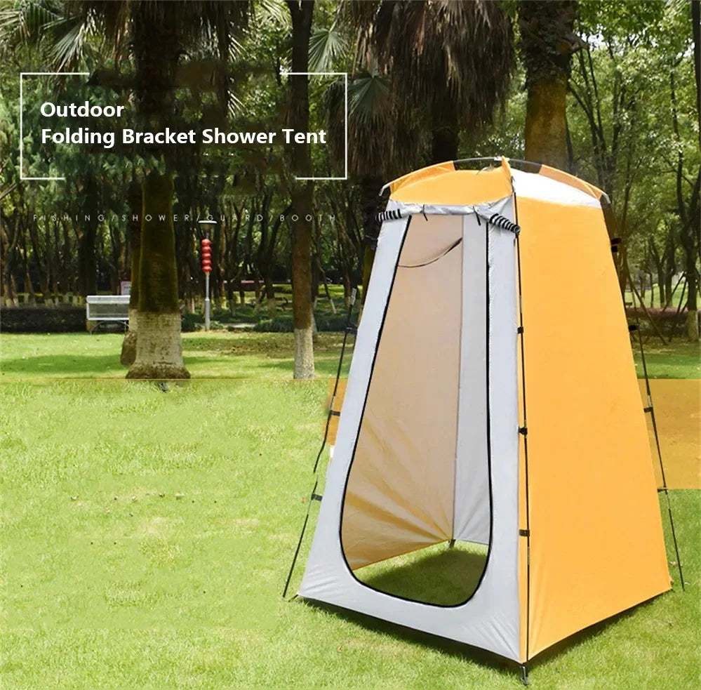 Portable Single-Layer Outdoor Travel Privacy Shower Tent Waterproof Oxford Fabric Fiberglass Spacious Dressing Changing Camping