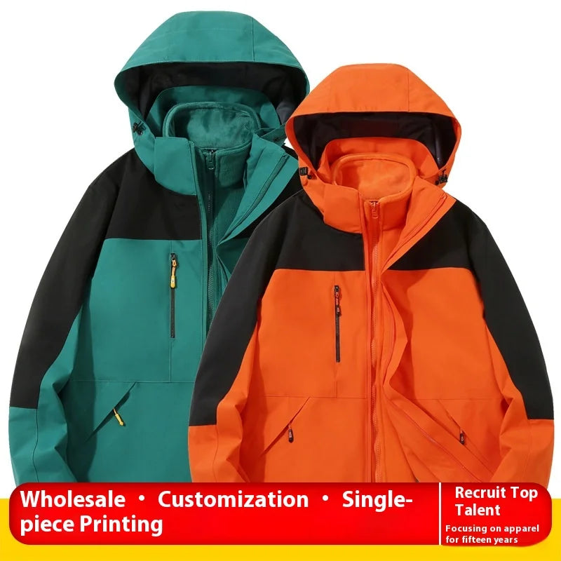 Men's and Women's Long Sleeve Stand Fleece Jacket Universal Waterproof and Windproof for Outdoor Travel Spring Zipper Woven