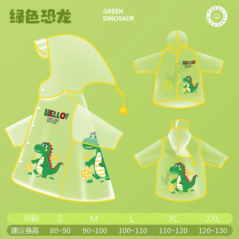 Small Dinosaur Cartoon Raincoat for Primary School & Kindergarten Kids EVA & PU Material Wholesale for Boys & Girls