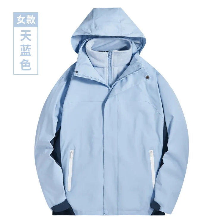 Men's Women's Three-in-One Assault Winter Work Clothes Outdoor Windproof Waterproof Hiking Jackets Printed Embroidered Logo