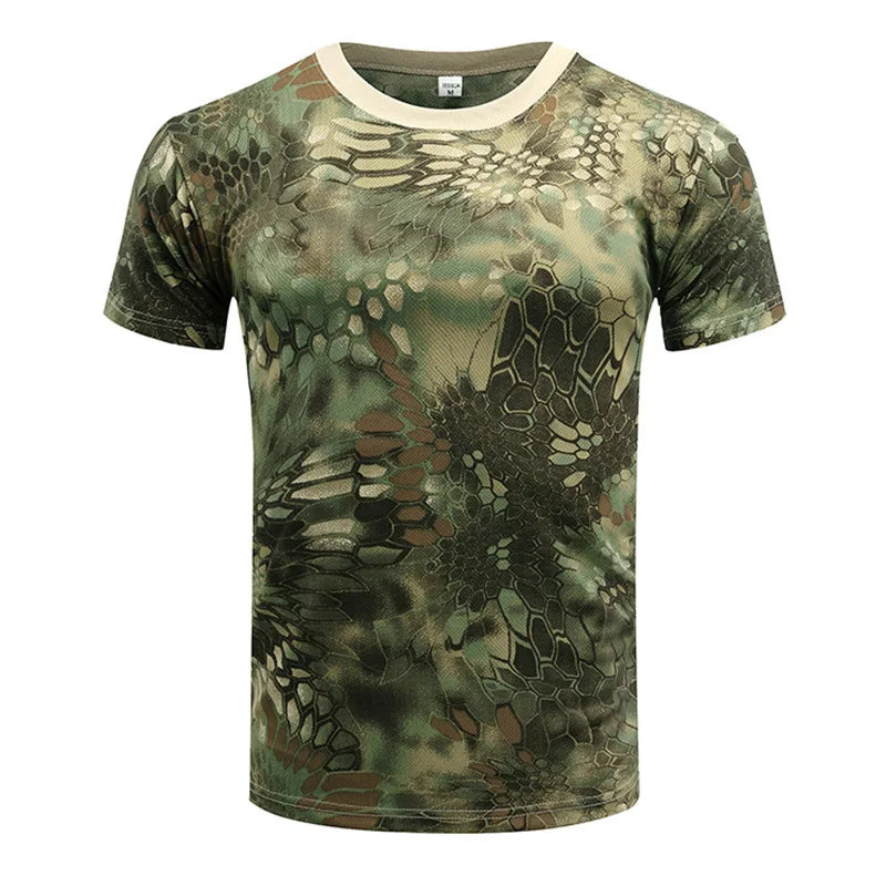 Horse-horse Camouflage Tactical T-shirt Unisex Short-sleeved Summer Quick-drying Breathable 100% Polyester Outdoor Physical