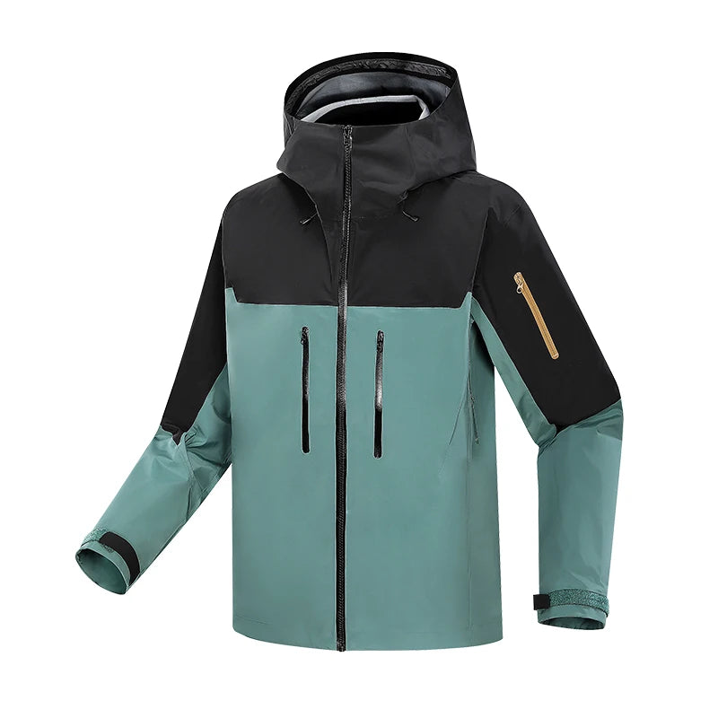 Men's Women's Hard Shell Bomber Ski Jackets Waterproof Breathable Windproof Yellow Sports Mountaineering Stand Zipper Autumn