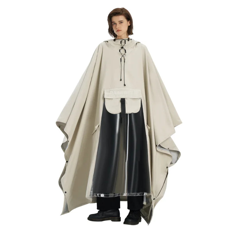 Qinfeiman Men and Women's Three-Layer Cloth Full-Body Rain-Proof for Poncho Waterproof Outdoor Riding Hiking Fishing Gear