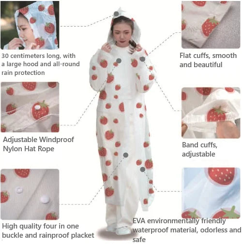 EVA Thickened Fashionable Full-length Printed Raincoat for Adults and Children, Parent-child Hiking