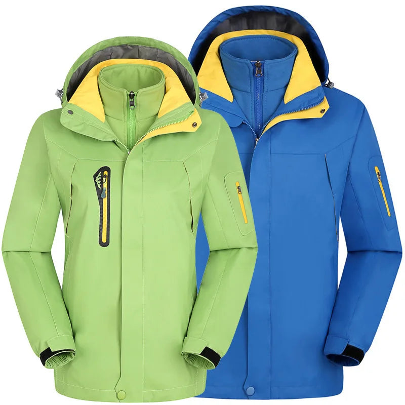 Winter Outdoor Warm  Clothing Men Women Two-piece Detachable Fleece Three-in-one Windproof Waterproof Mountain and Outdoor