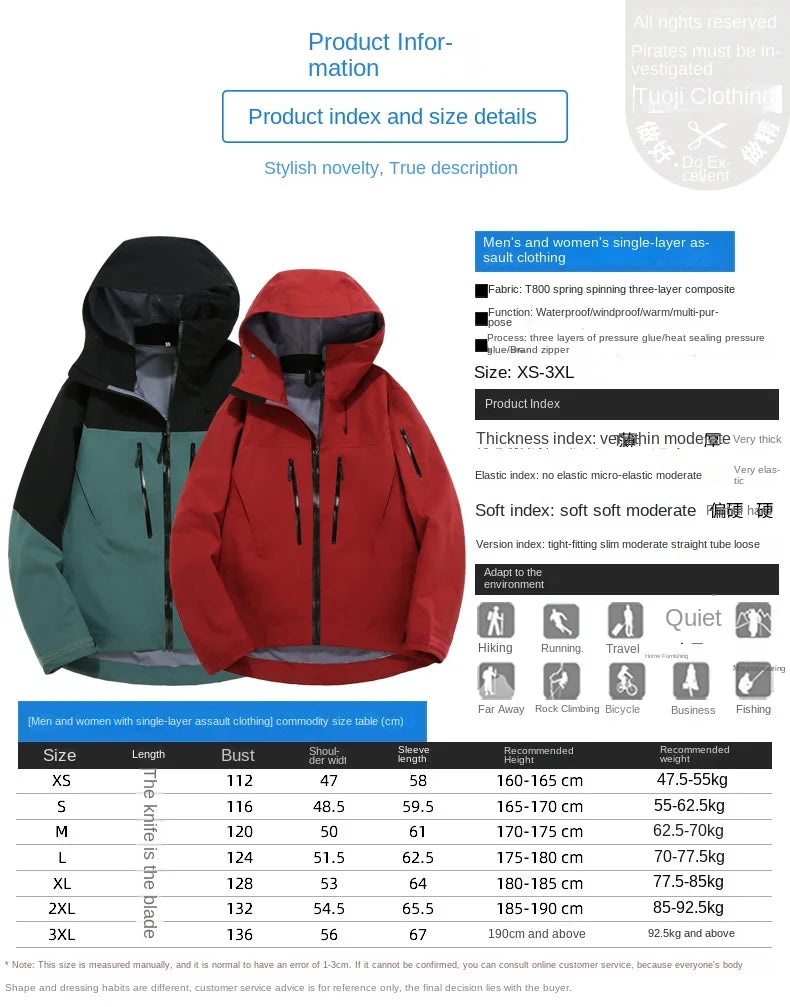 Outdoor Stormtrooper Bird SV7 Generation Coated Hard Shell Jacket Waterproof Windproof Unisex Fashionable Wholesale