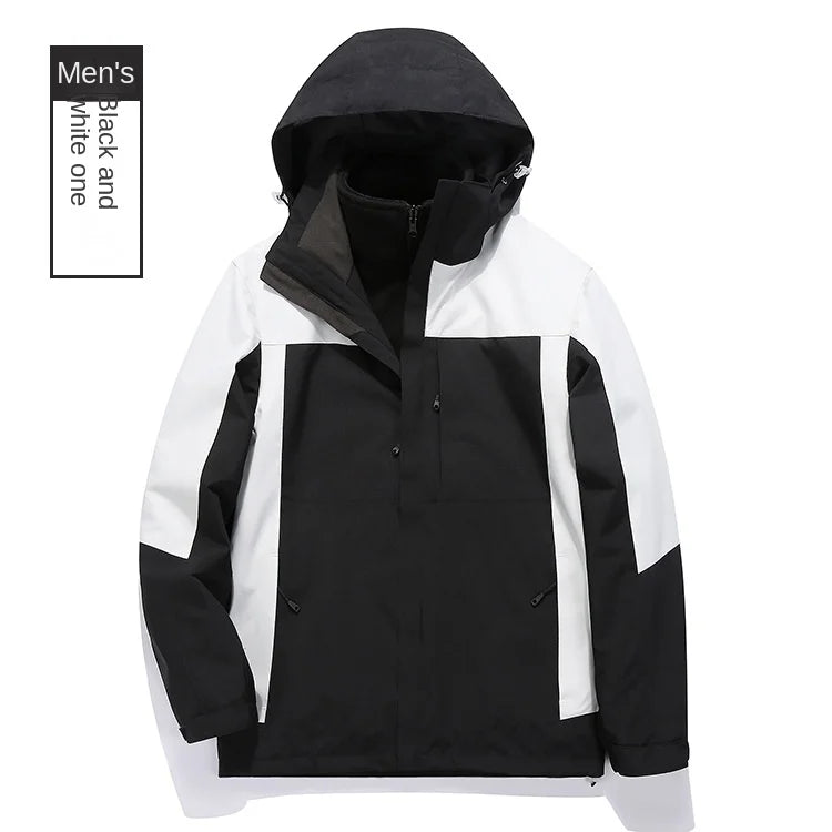 Men's and Women's Three-in-One Waterproof Windbreaker with Zipper Closure for Autumn/Winter Outdoor Sports Wholesale