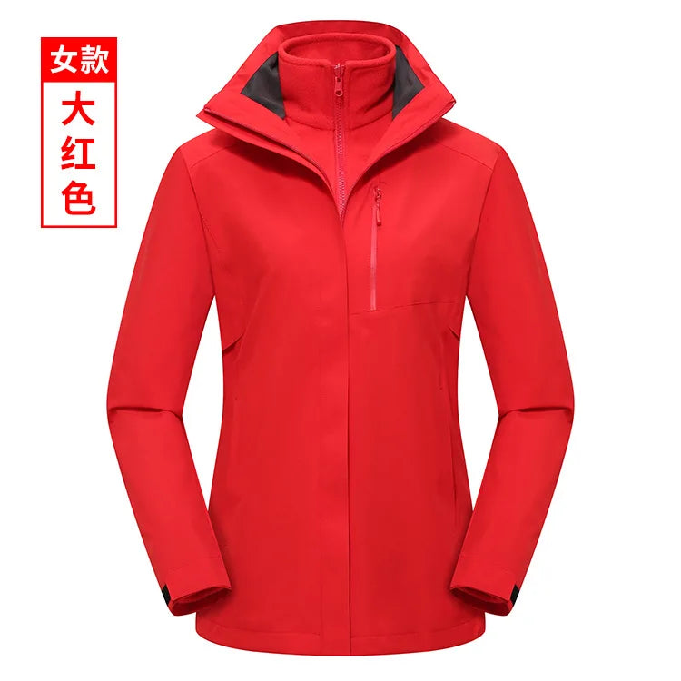 Men's Women's Outdoor Assault Three-in-One Detachable Warm Waterproof Breathable Work Clothes Zipper Customizable Printed Winter