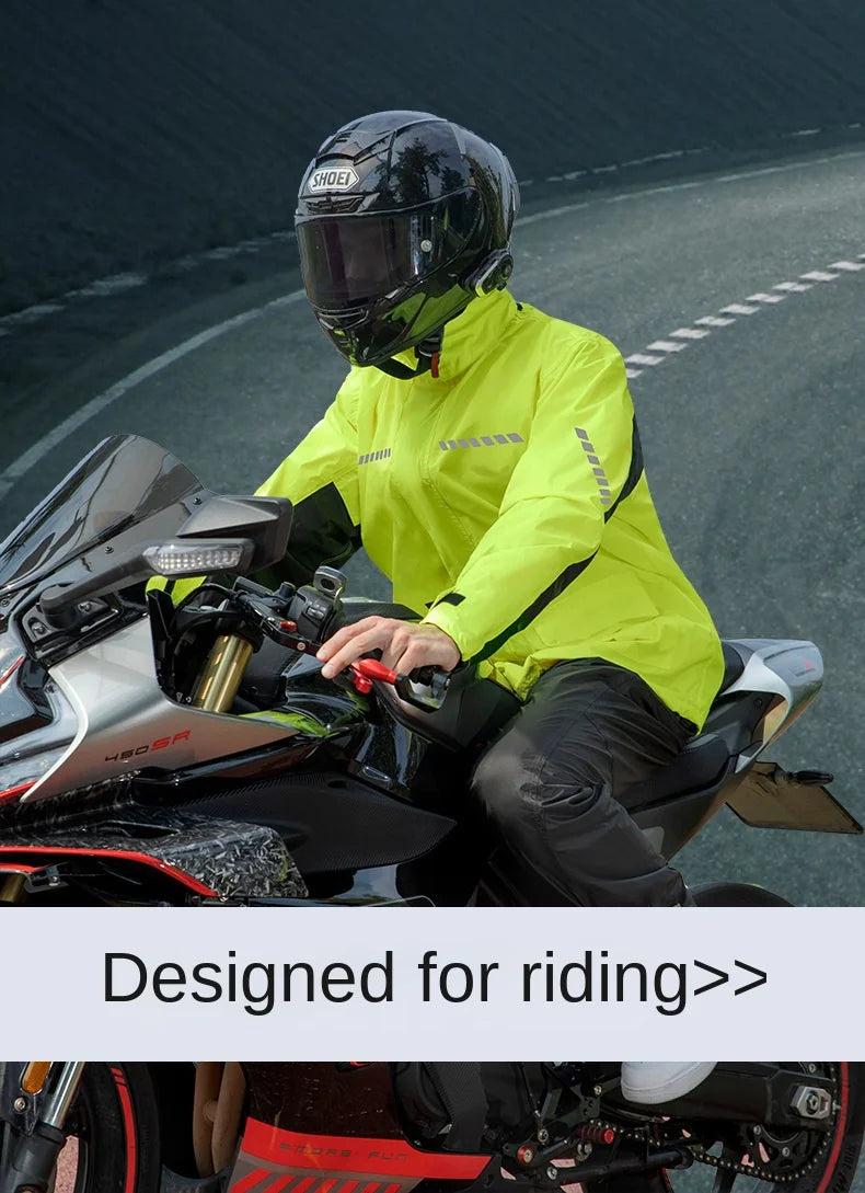Custom Modern XL Single-Person Nylon Motorcycle Rainsuit Waterproof & Windproof Reflective Tape Outdoor Riding Hiking