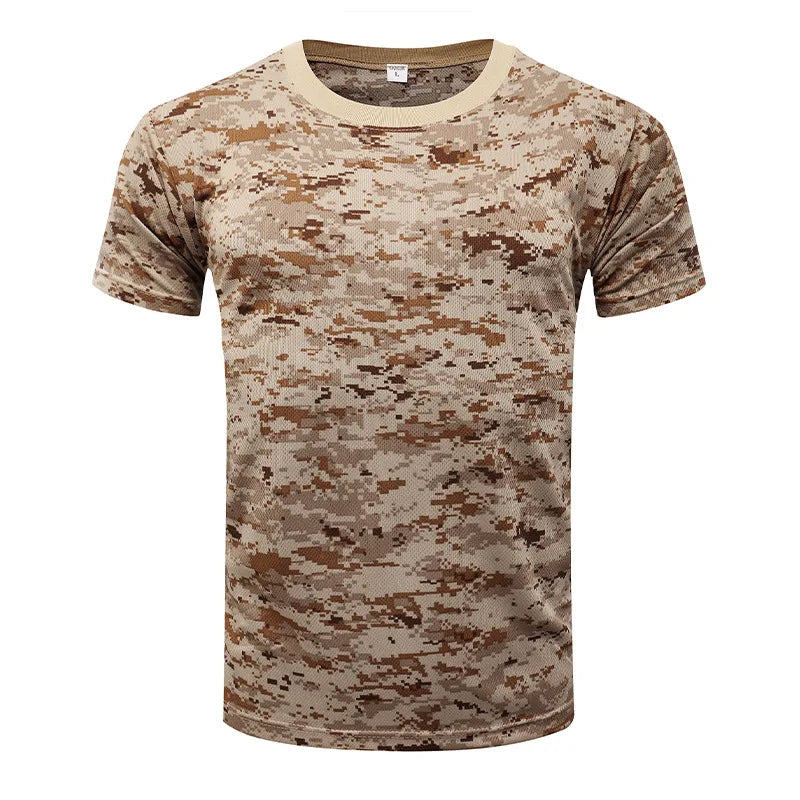 Horse-horse Camouflage Tactical T-shirt Unisex Short-sleeved Summer Quick-drying Breathable 100% Polyester Outdoor Physical
