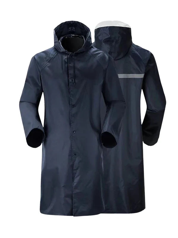 Customizable XL Adult Reflective Stripe Long Rain Jacket Waterproof Oxford Cloth Raincoat Outdoor Work Hiking Poncho Logo