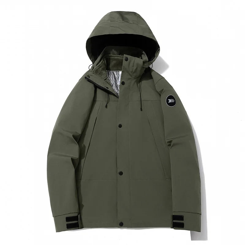 Autumn Winter Three-in-One Outdoor Mountaineering Suit for Men Women Stand Windproof Waterproof Thickened Warm Jacket