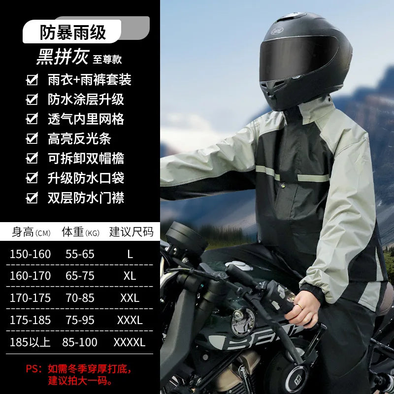 Men's Waterproof Motorcycle & Electric Car for Poncho Thickened Split Suit Raincoat for Riders Hiking-Storm-Proof
