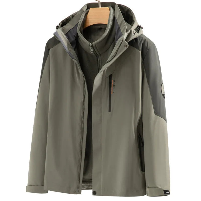 3XL Sizes Sporty Waterproof Winter Bomber Jacket Windproof Stand Collar Zipper Closure Appliques Solid Pattern Warm Outdoor Wear