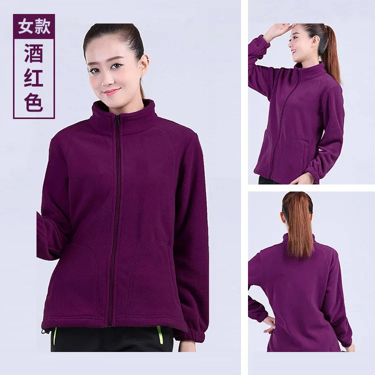 New Outdoor Hooded Fleece Jacket Unisex Zipper Closure Waterproof Thick Lining Winter Double-Sided Padded Stand Rabbit Fur Trim