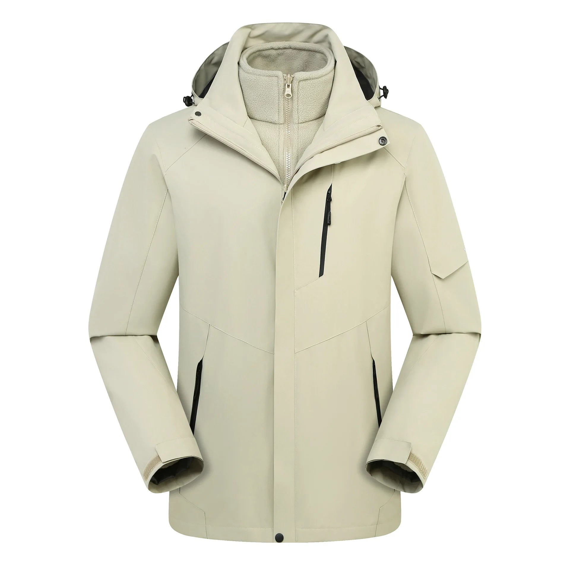 Outdoor Unisex Three-in-One Two-Piece Couple's Winter Solid Mountaineering Suit Jacket  Removable Waterproof Windproof Zipper