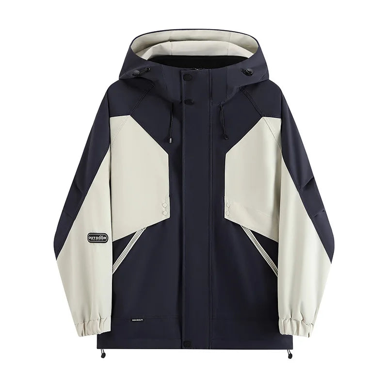 Men's and Women's Autumn and Winter Two-Piece Hooded Outdoor Sports Style Windproof and Waterproof Loose Fit Solid Pattern