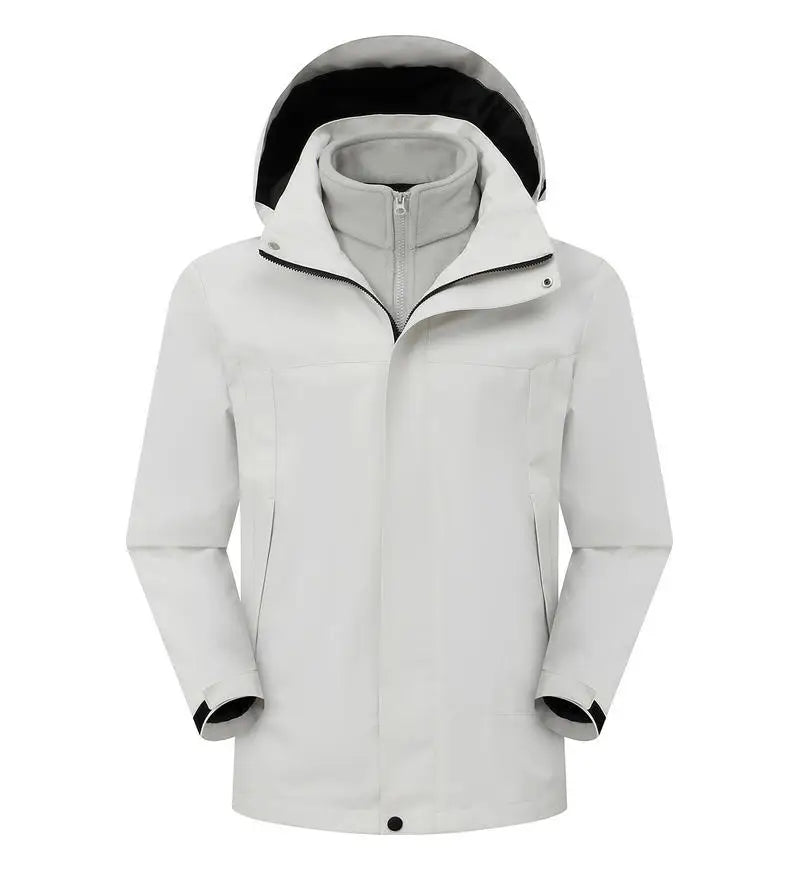 Custom Unisex Detachable Waterproof Winter Soft Shell Stand Collar Breathable Zipper Jacket Windproof Warm Ski Gear XL 3XL