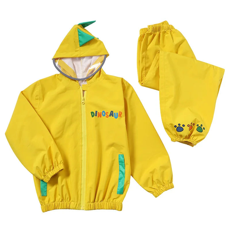 Outdoor Full Body Waterproof Student Raincoat Suit for Girls XXL Size Cartoon Printed Polyester With Hood Logo Decoration