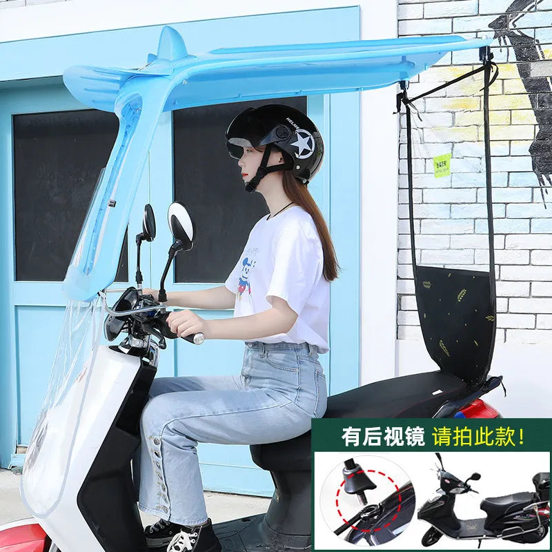 Modern Electric Car Sunshade Canopy Manual Control Plastic Windshield for Motorcycles Sun Protection