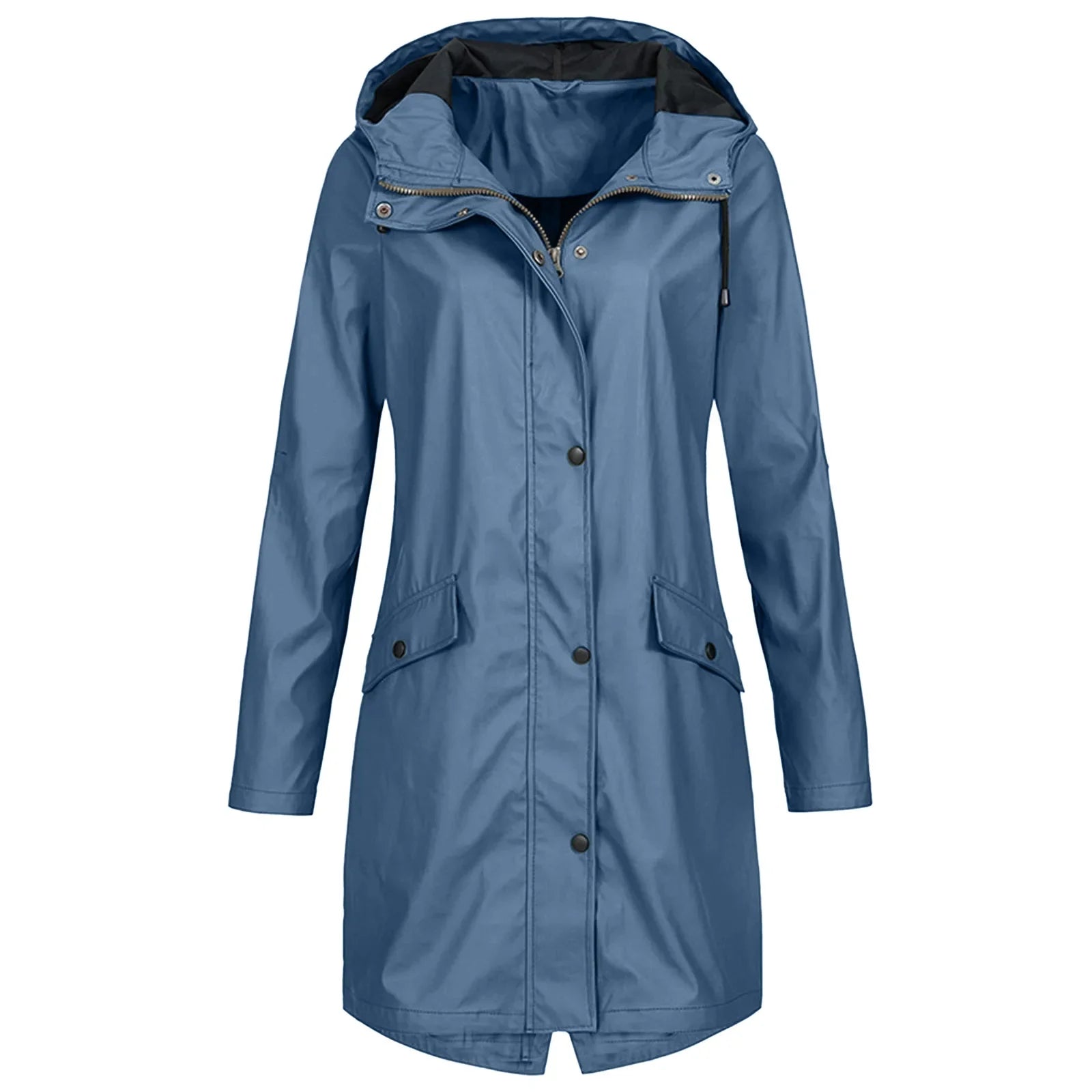 Women's Long Hooded Rain Jacket Outdoor Raincoat Windbreaker Raincoat Waterproof