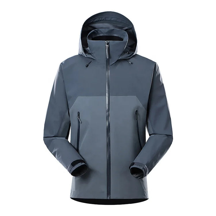 Waterproof Outdoor Rain Jacket for Men Women Autumn Winter Coat Long Sleeves Heat Sealed Single Layer Windbreaker Jacket