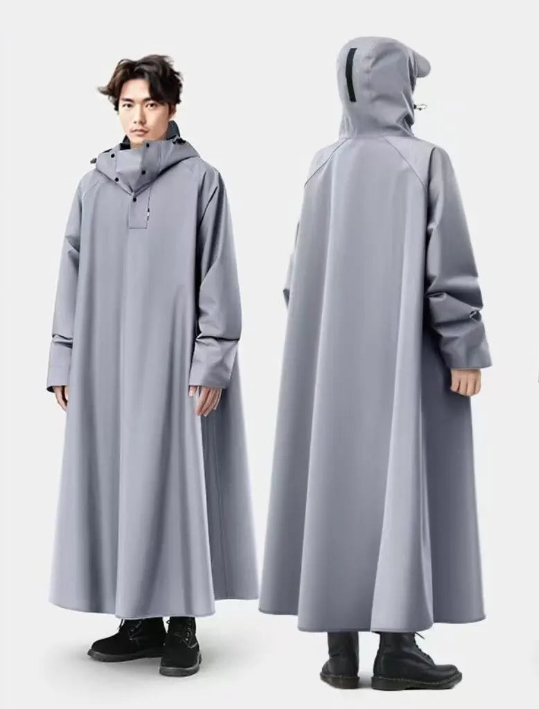 New Modern Durable Extended Loose Unisex Adult Bike Rain for Waterproof Polyester Pongee Wide Hood Brim Thickened