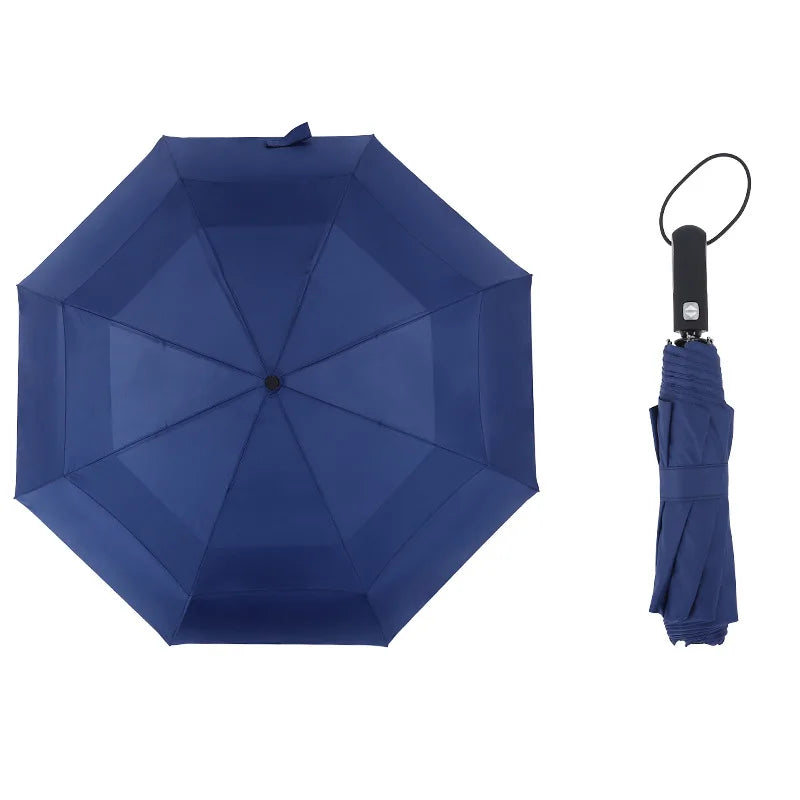 115cm 3 Folding Double Layer Golf Umbrella With air Vents Rainy and Sunny Automatic Umbrella