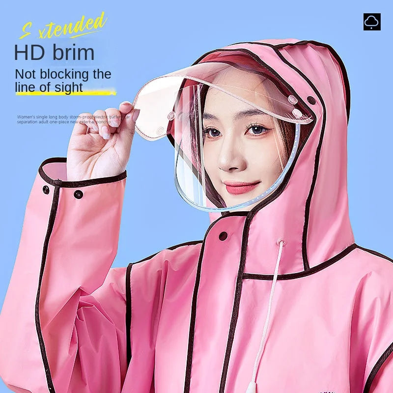 2023 New Adult Raincoat for Men Women Long Full-Body Anti-Rainstorm Single-Person Electric Bicycle Bike for Camping Logo