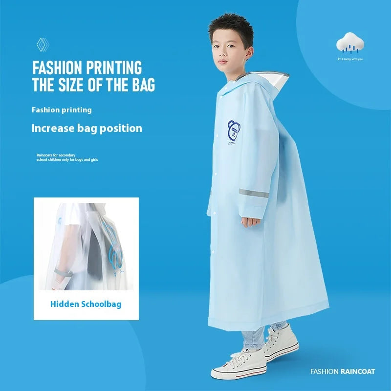 Wholesale New EVA Children's Waterproof Raincoat Big Kids Bag Single Full-Body Cartoon Lengthened Hiking Raincoat
