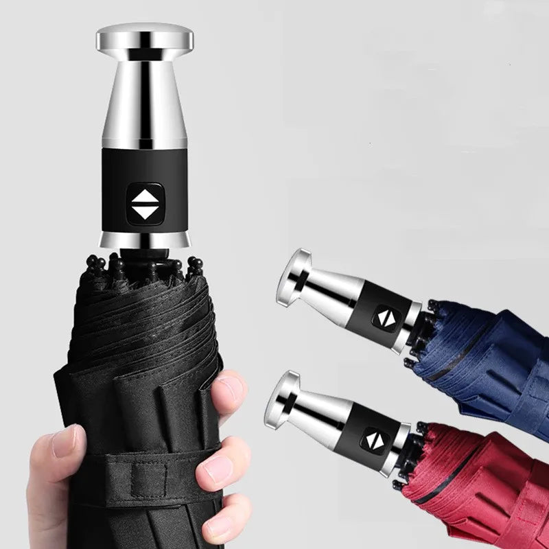 Wholesale Custom 3-Fold Luxury Branded Umbrella High Quality Super Strong Windproof With 10 Ribs UV Printing New Design Sunshade