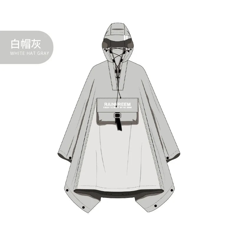 Qinfeiman Men and Women's Three-Layer Cloth Full-Body Rain-Proof for Poncho Waterproof Outdoor Riding Hiking Fishing Gear