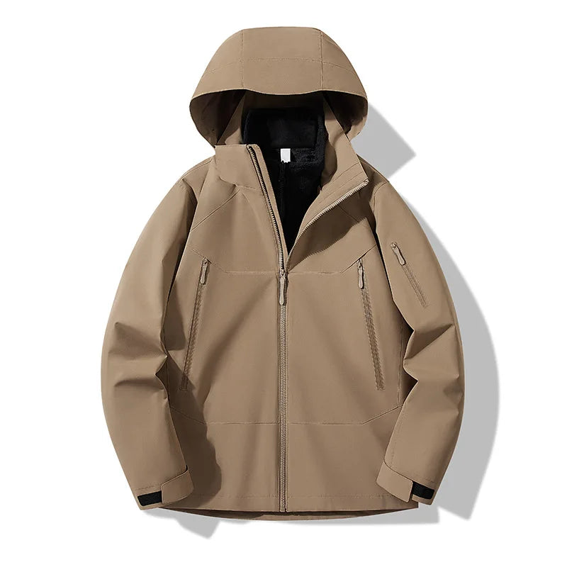 Men's Custom Logo 100% Polyester Hard Shell Windbreaker Jacket Zipper Closure Breathable Waterproof Windproof Quick Dry Outdoor