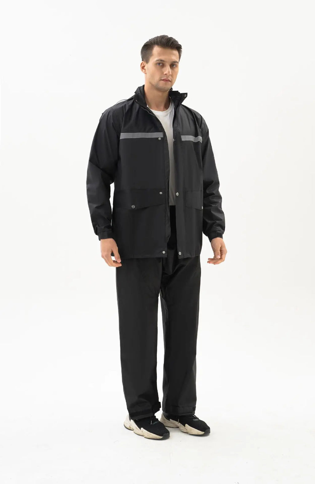 Custom Logo Oxford Cloth Waterproof Men's Raincoat & Rain Pants Set for Hiking Outdoor Activities