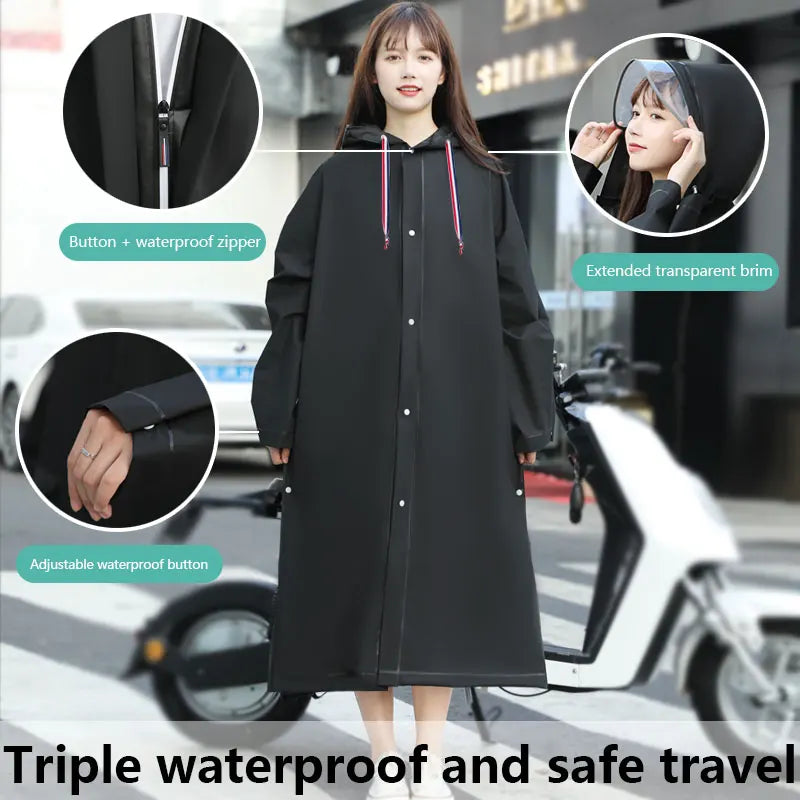 New Verson Waterproof Custom Raincoat Adult EVA Windproof Impermeable Para Lluvia Double Brim Hooded Eco-friendly