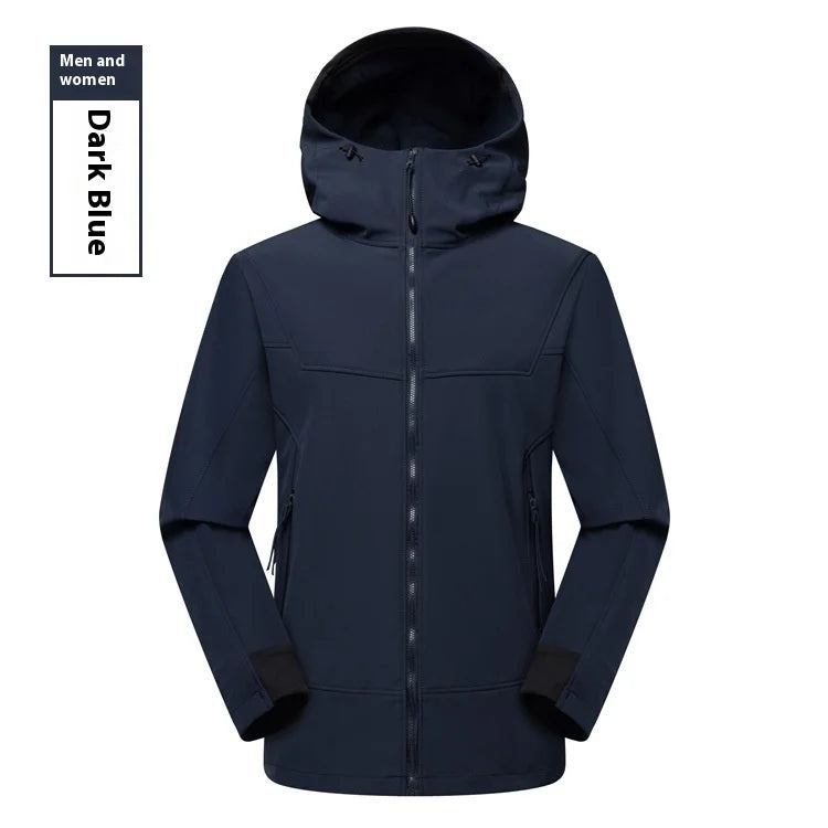 Autumn Winter Men's Waterproof Breathable Soft Shell Jacket Fleece-Lined Tough Guys for Mountaineering Cozy Coat for Outdoor