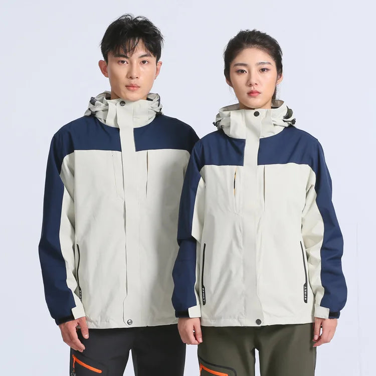 Autumn Winter Three-in-One Waterproof Overalls Men's and Women's Couples Thick Coat Zipper Closure Windbreaker Wholesale