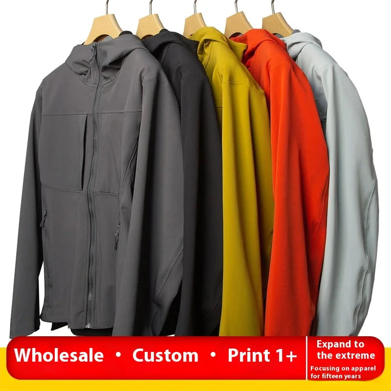 Soft Shell Waterproof Windproof Fleece-Lined Winter Coat for Men Women Stand Collar Zipper for Hiking Spring Autumn