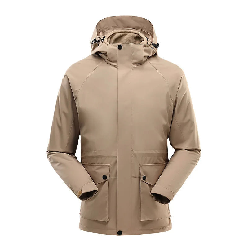 Wholesale Men's Solid Thickened Warm Jacket for Winter Sports Three-In-One Two-Piece Overalls with Zipper Outdoor Jackets