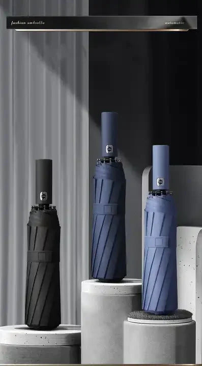 Compact Travel Folding Umbrella Windproof Rainproof Auto Open/Close Anti-UV Plastic Handle Manual Control Pongee Big Travel