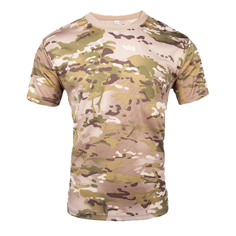 Horse-horse Camouflage Tactical T-shirt Unisex Short-sleeved Summer Quick-drying Breathable 100% Polyester Outdoor Physical